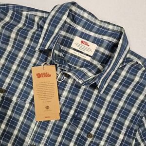 Fjallraven Abisko Cool Mens Small Blue Green‎ Plaid Button Up Shirt Uncle Blue
